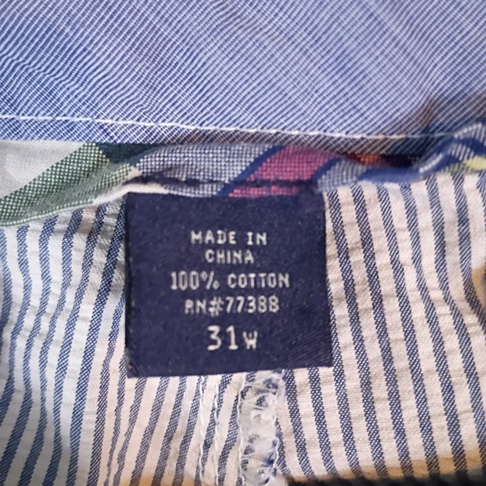J.Crew Mens Seersucker Shorts 31 Blue White Striped Regular Fit Cotton